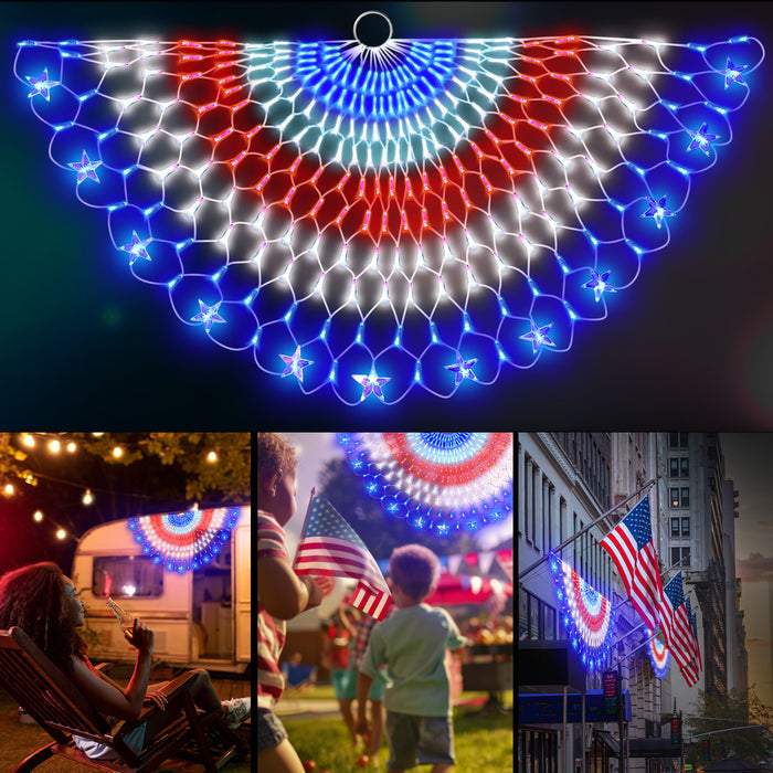 OPT7 LED American Flag Net Light Kit - 47 Inches Half Fan