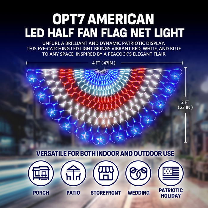 OPT7 LED American Flag Net Light Kit - 47 Inches Half Fan