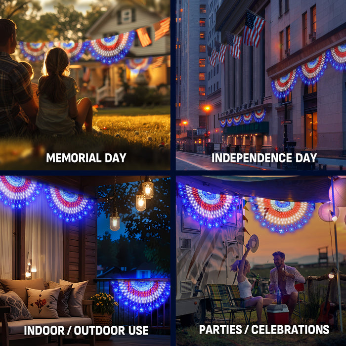 OPT7 LED American Flag Net Light Kit - 47 Inches Half Fan