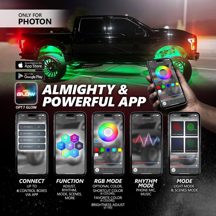 OPT7 Photon Rock Lights & LED Side Marker (White-Amber) for Jeep Wrangler JL JLU & Gladiator JT 18-23