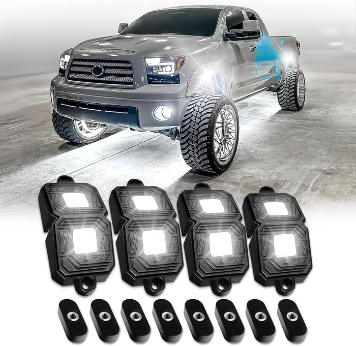 OPT7 Photon White LED Rock Lights 4PCS Black Pods Magnetic Mount Underglow Lighting Kit