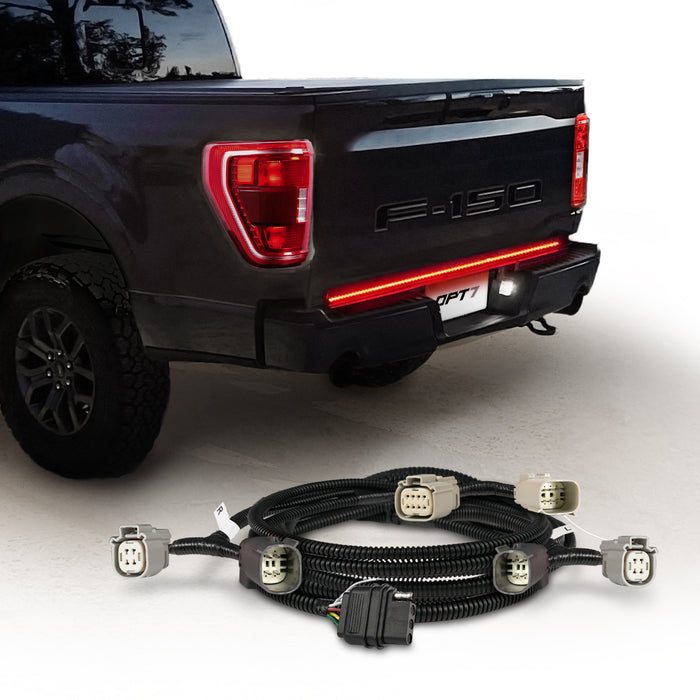 OPT7 Redline Easy Connect Tail Light Harness for F150 21–23 with Halogen and BLIS