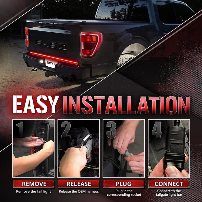 OPT7 Redline Easy Connect Tail Light Harness for F150 21–23 with Halogen and BLIS