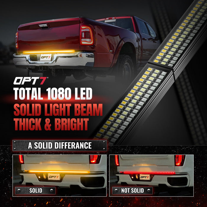 OPT7 Redline Parlux Triple Tailgate Light Bar 60" Bundle for Ford F150 15-20 with Blind Spot Easy Connect Harness