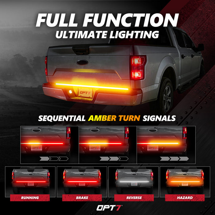 OPT7 Redline Triple Tailgate Light Bar 60" Bundle for Chevy Silverado-GMC Sierra 1500 19-21
