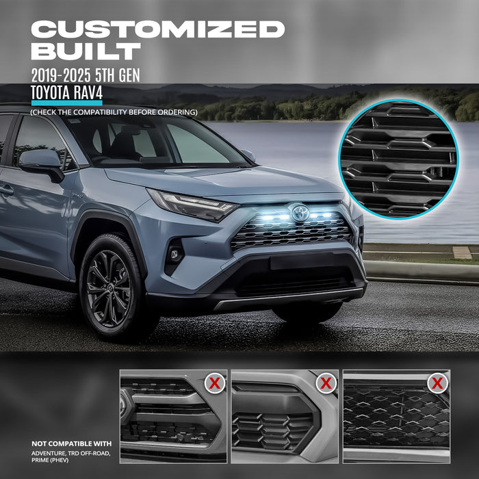 OPT7 White LED Grille Lighting Kit for 2019-2025 Toyota RAV4 5th Gen Front DRL