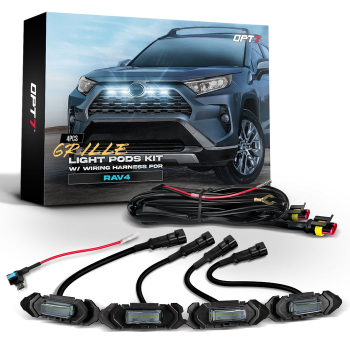 OPT7 White LED Grille Lighting Kit for 2019-2025 Toyota RAV4 5th Gen Front DRL