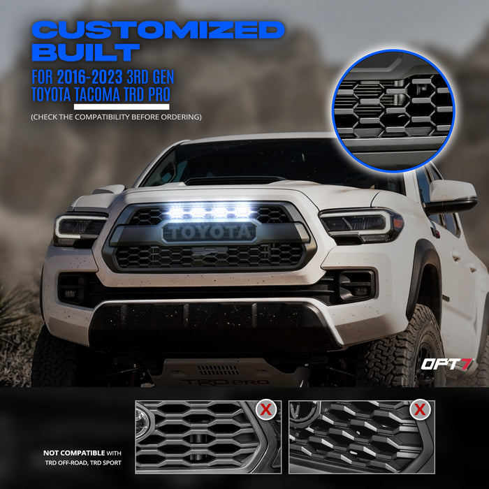 OPT7 White LED Grille Lighting Kit for Toyota Tacoma TRD PRO 2016-2023