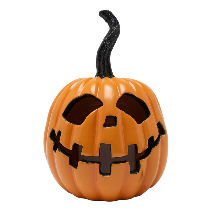 Orange LED Flame Pumpkin - 8" Tall from the 2026 Moonlight Masquerade Halloween collection at Roger's Gardens