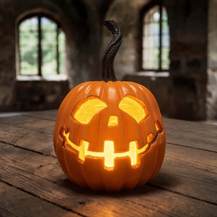 Orange LED Flame Pumpkin - 8" Tall