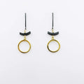 Oxidized Silver with Drop Gold Vermeil Circle Earrings