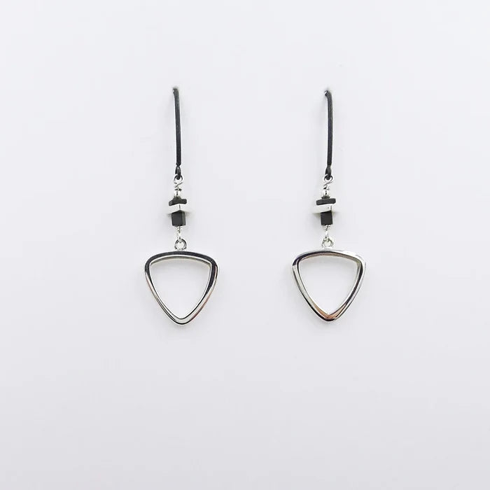 Oxidized Silver with Drop Triangle Earrings