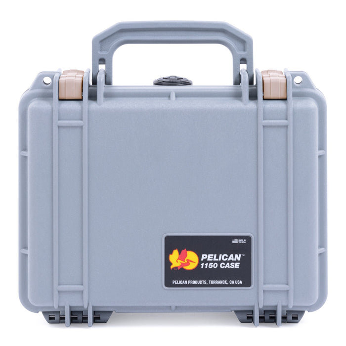 Pelican 1150 Case, Silver with Desert Tan Latches ColorCase