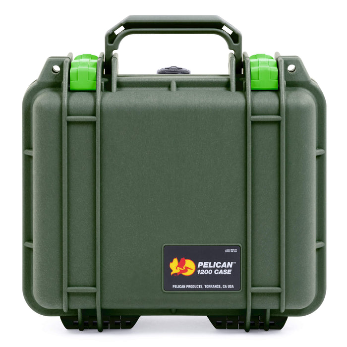 Pelican 1200 Case, OD Green with Lime Green Latches ColorCase