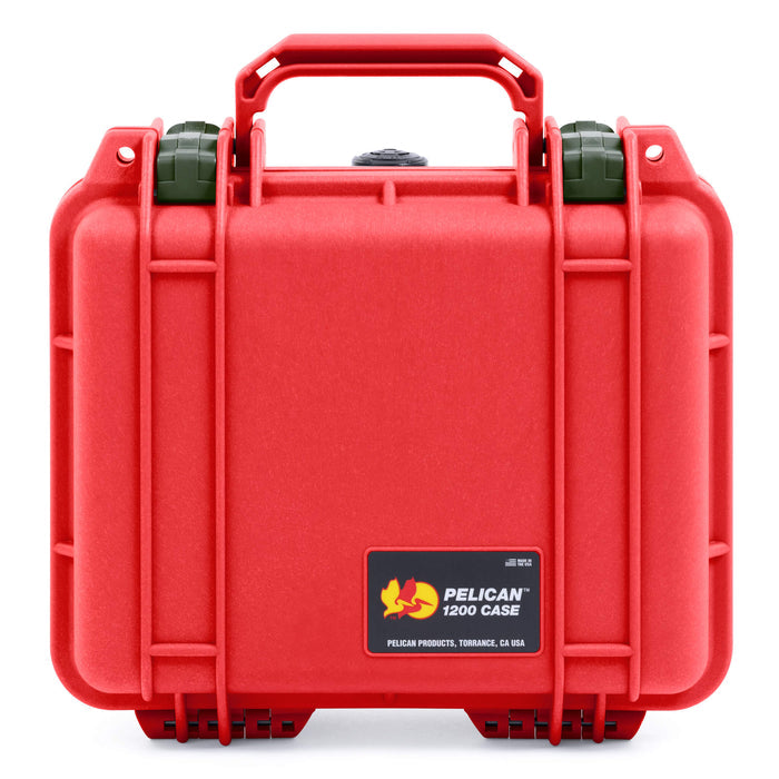 Pelican 1200 Case, Red with OD Green Latches ColorCase