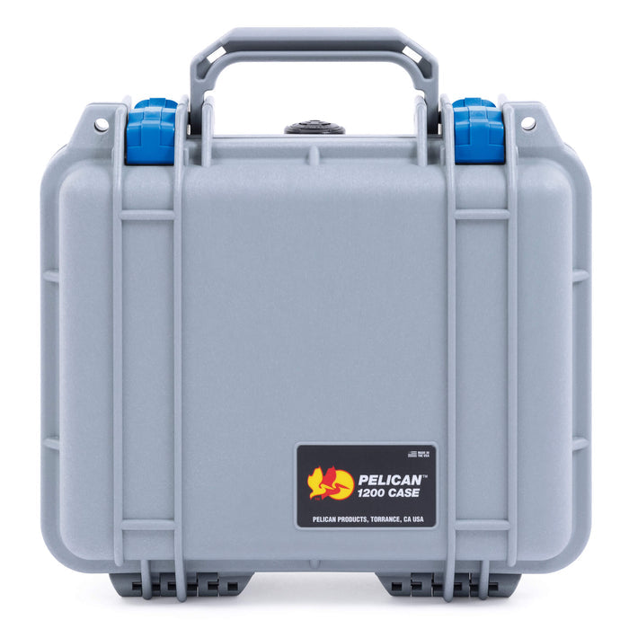 Pelican 1200 Case, Silver with Blue Latches ColorCase