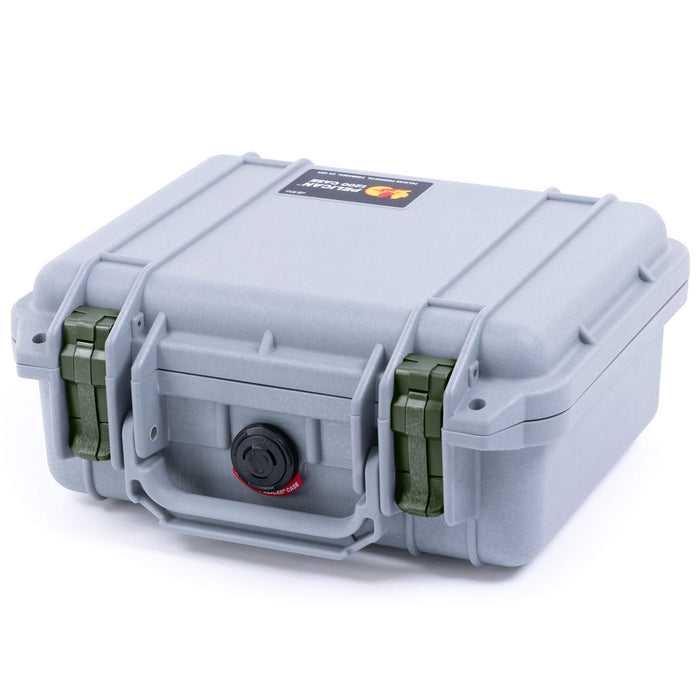 Pelican 1200 Case, Silver with OD Green Latches ColorCase