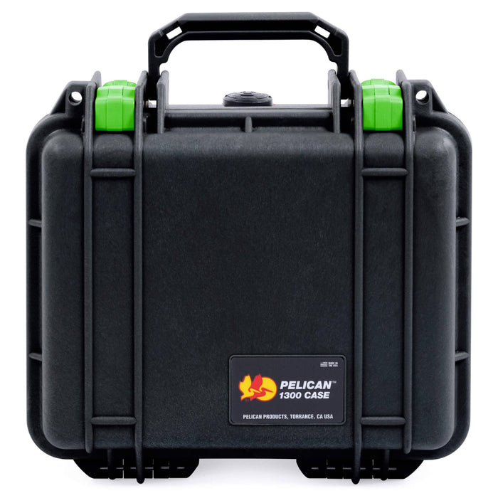 Pelican 1300 Case, Black with Lime Green Latches ColorCase
