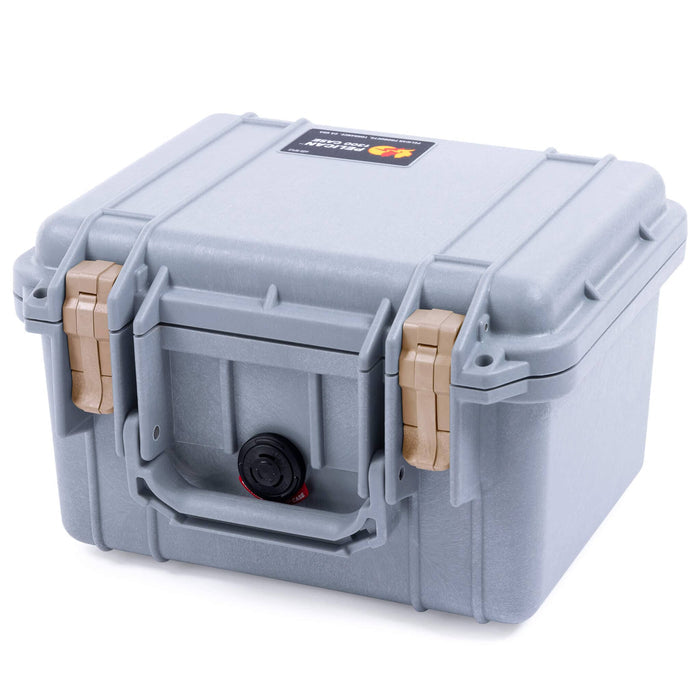 Pelican 1300 Case, Silver with Desert Tan Latches ColorCase