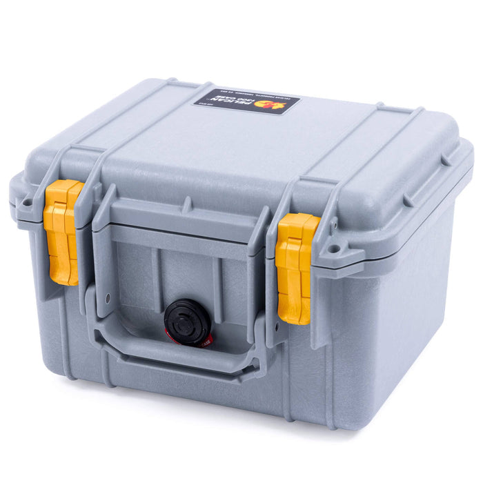 Pelican 1300 Case, Silver with Yellow Latches ColorCase