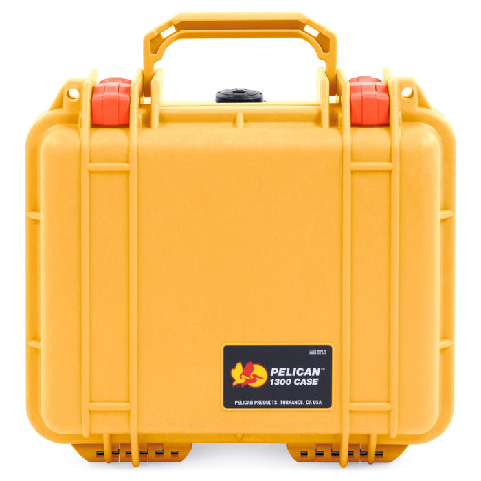 Pelican 1300 Case, Yellow with Orange Latches ColorCase