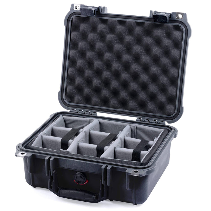 Pelican 1400 Case - Black - Padded Microfiber Dividers / Convolute Lid Foam