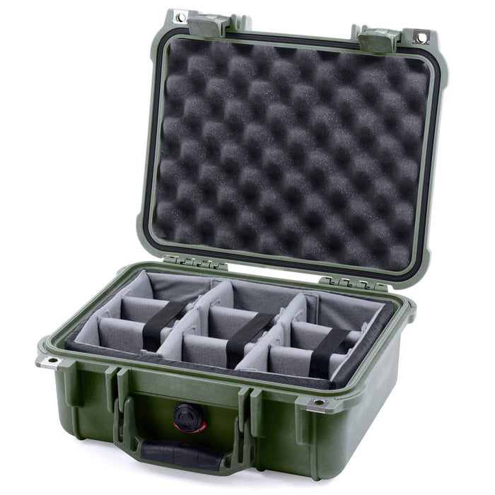 Pelican 1400 Case - OD Green - Padded Microfiber Dividers / Convolute Lid Foam