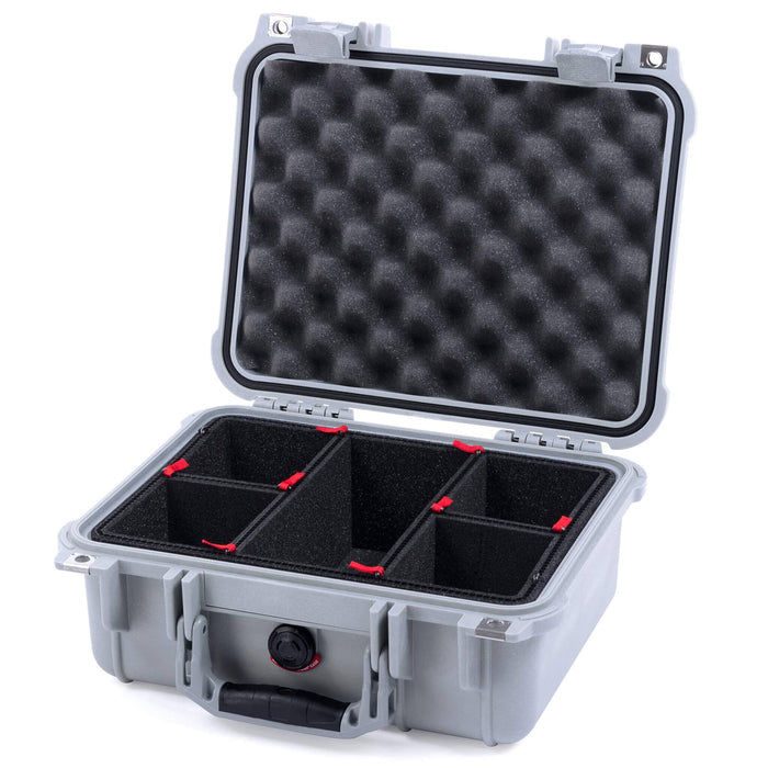 Pelican 1400 Case - Silver - TrekPak Divider System / Convolute Lid Foam