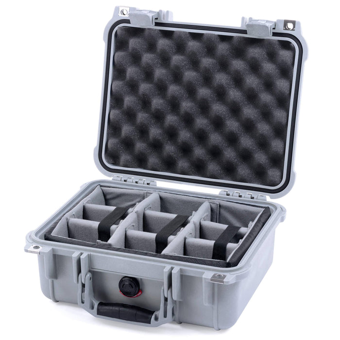 Pelican 1400 Case - Silver - Padded Microfiber Dividers / Convolute Lid Foam