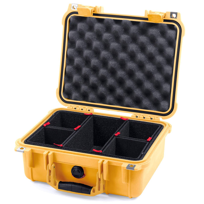 Pelican 1400 Case - Yellow - TrekPak Divider System / Convolute Lid Foam