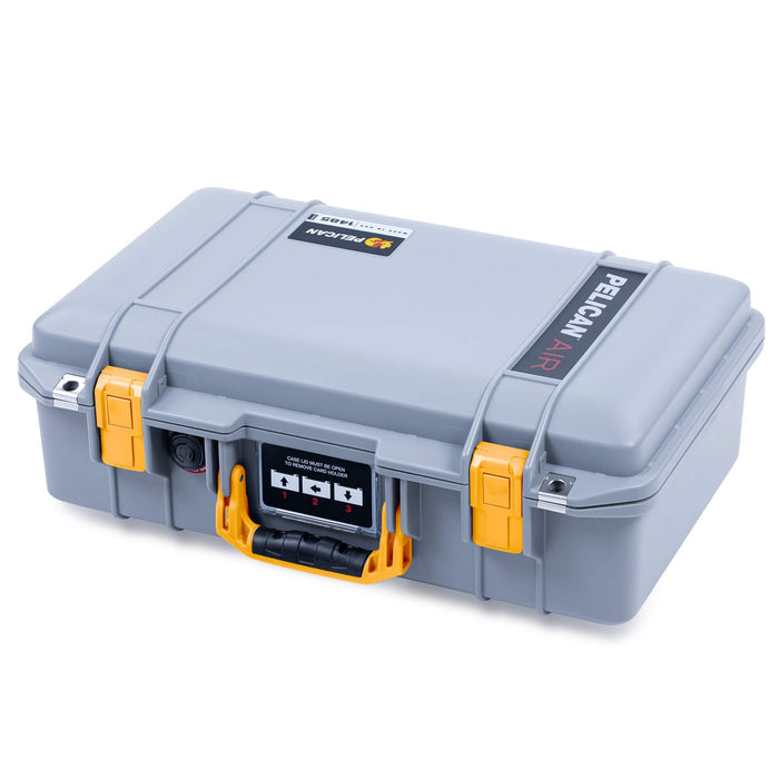 Pelican 1485 Air Case, Silver with Yellow Latches ColorCase