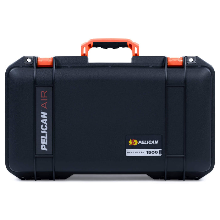 Pelican 1506 Air Case, Black with Orange Handles & Latches ColorCase