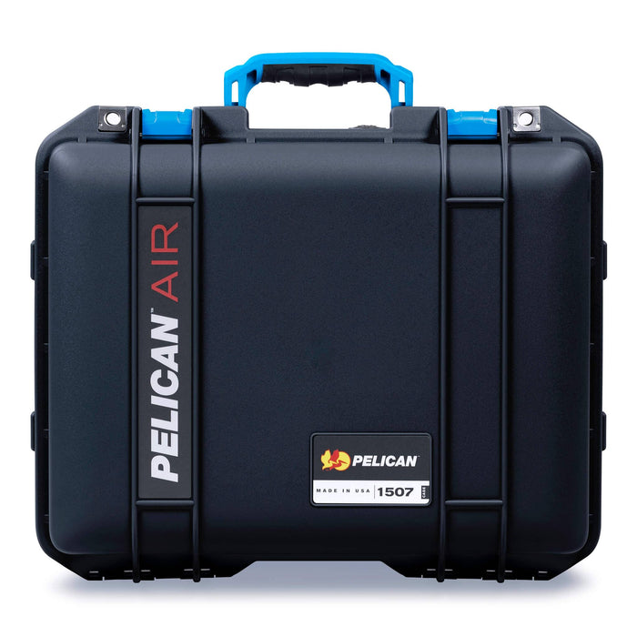 Pelican 1507 Air Case, Black with Blue Handle & Latches ColorCase
