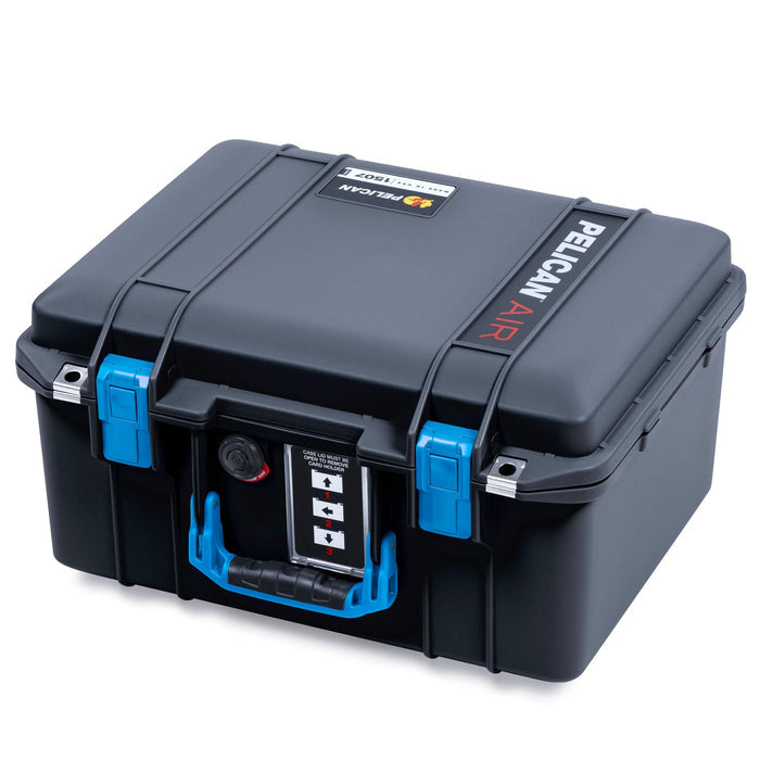 Pelican 1507 Air Case, Black with Blue Handle & Latches ColorCase