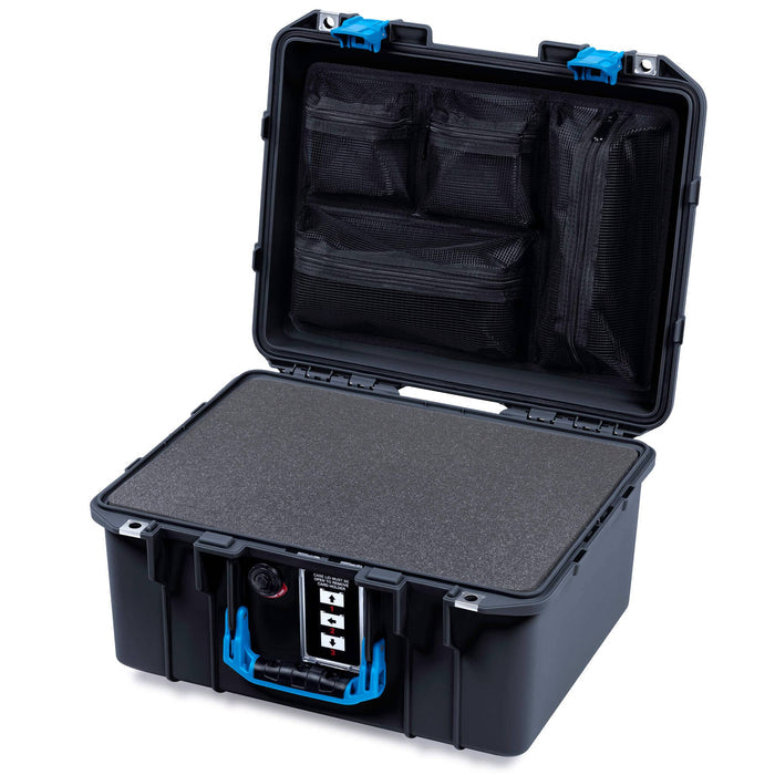 Pelican 1507 Air Case, Black with Blue Handle & Latches ColorCase