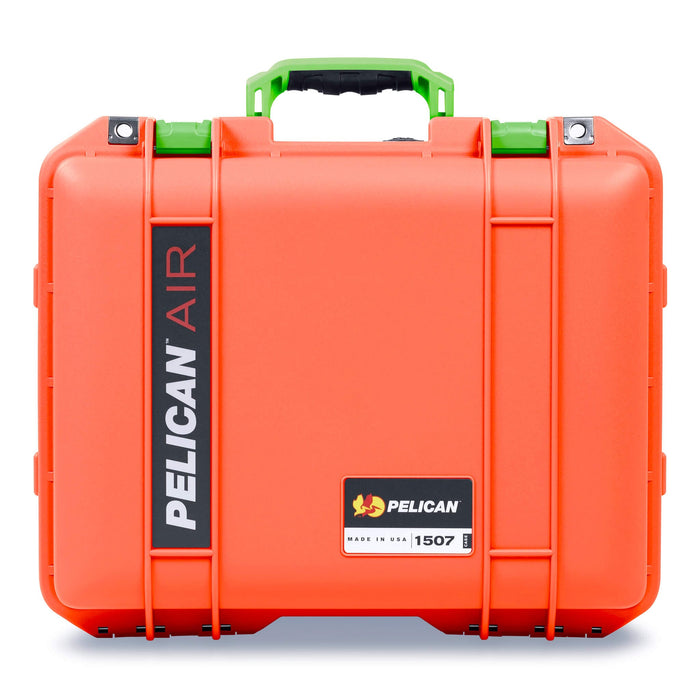 Pelican 1507 Air Case, Orange with Lime Green Handle & Latches ColorCase