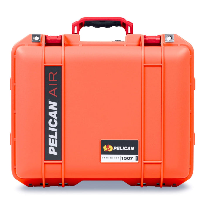 Pelican 1507 Air Case, Orange with Red Handle & Latches ColorCase