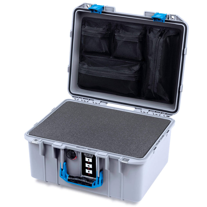 Pelican 1507 Air Case, Silver with Blue Handle & Latches ColorCase
