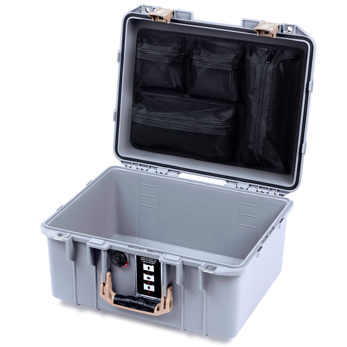 Pelican 1507 Air Case, Silver with Desert Tan Handle & Latches ColorCase