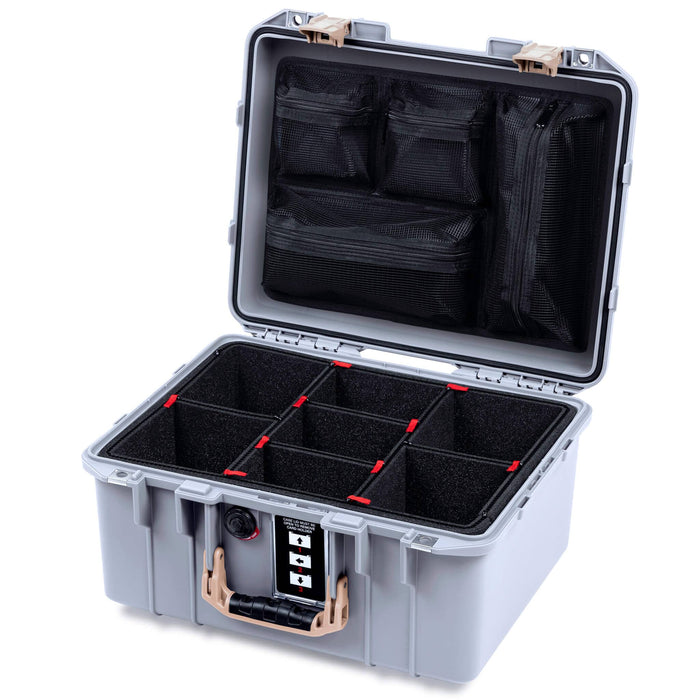 Pelican 1507 Air Case, Silver with Desert Tan Handle & Latches ColorCase