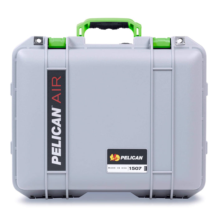 Pelican 1507 Air Case, Silver with Lime Green Handle & Latches ColorCase