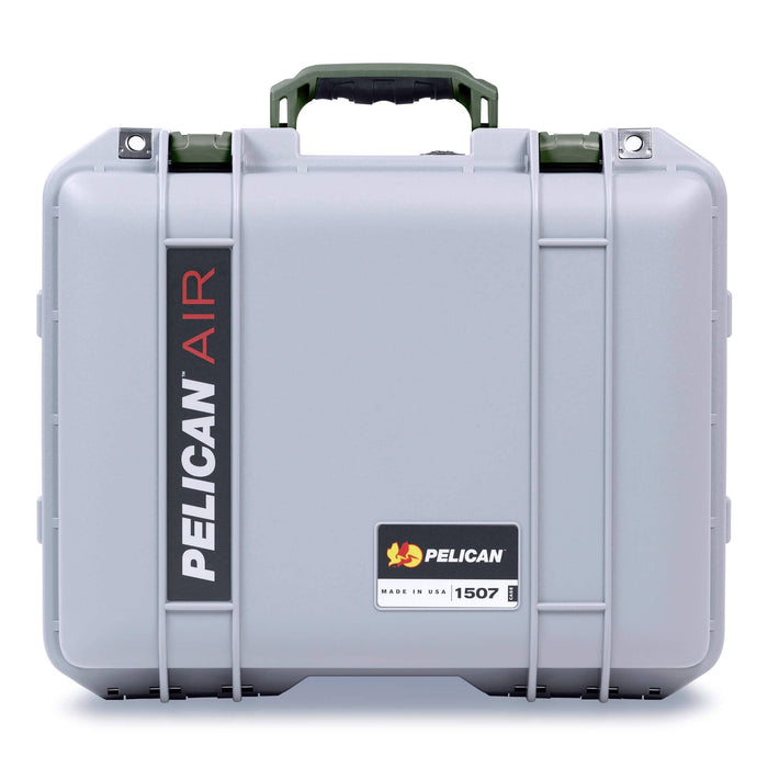 Pelican 1507 Air Case, Silver with OD Green Handle & Latches ColorCase