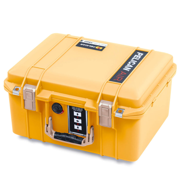 Pelican 1507 Air Case, Yellow with Desert Tan Handle & Latches ColorCase