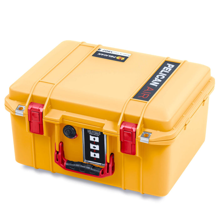 Pelican 1507 Air Case, Yellow with Red Handle & Latches ColorCase