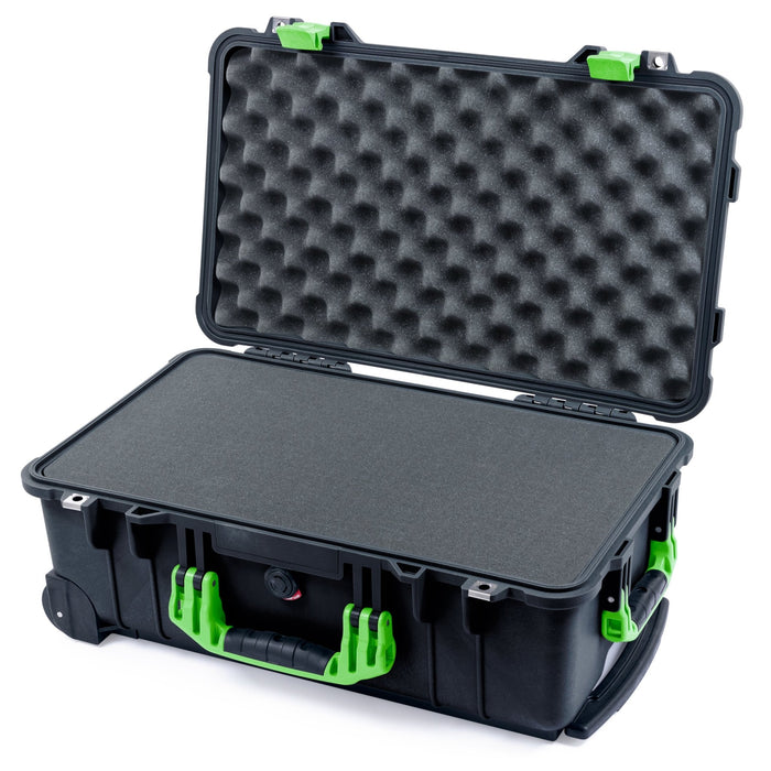 Pelican 1510 Case - Black & Lime Green - Pick & Pluck Foam / Convolute Lid Foam