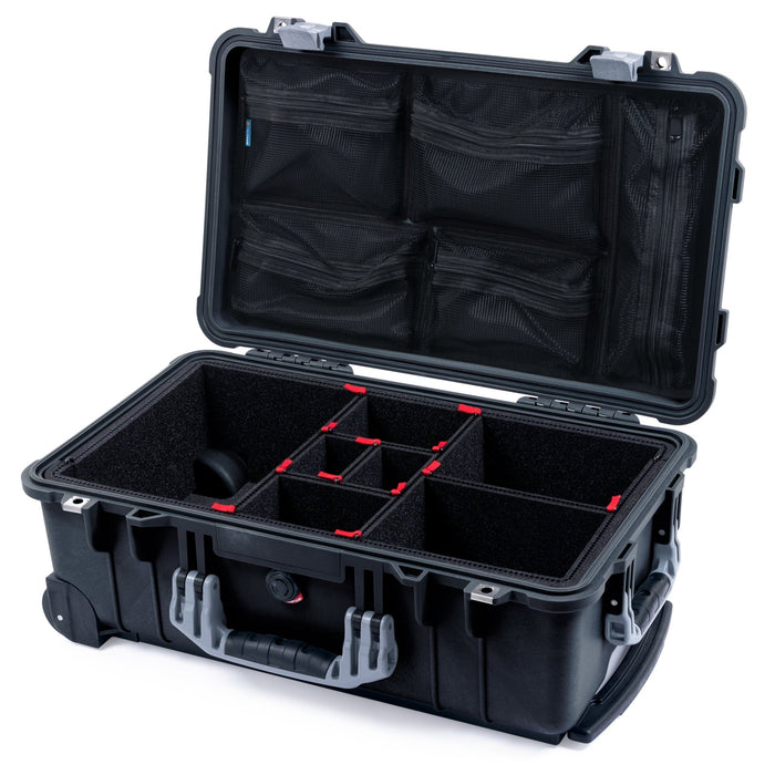 Pelican 1510 Case - Black & Silver - TrekPak Divider System / Mesh Lid Organizer
