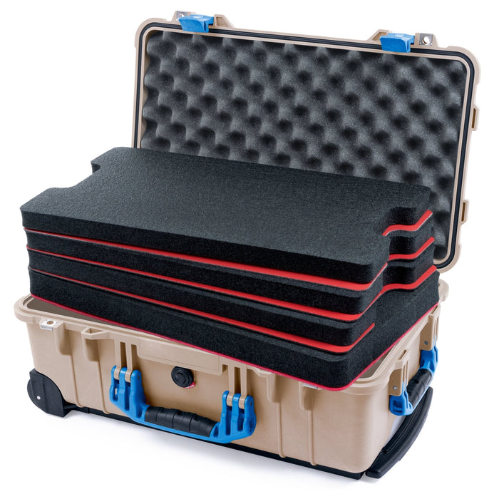 Pelican 1510 Case - Desert Tan & Blue - DIY Tool Foam Kit / Convolute Lid Foam