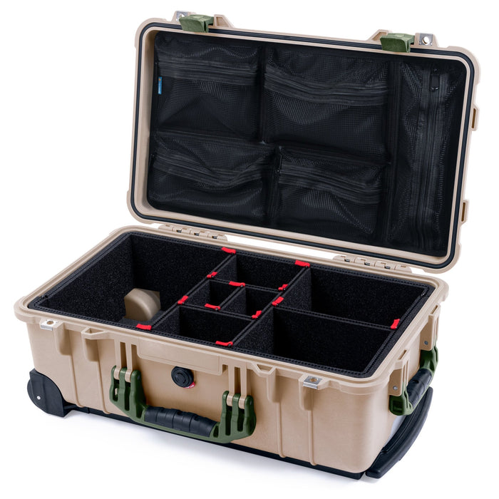 Pelican 1510 Case - Desert Tan & OD Green - TrekPak Divider System / Mesh Lid Organizer
