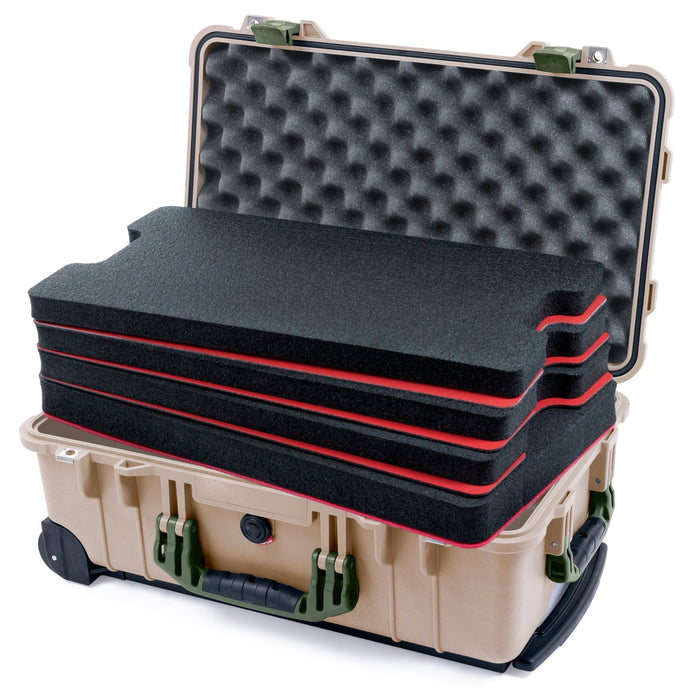 Pelican 1510 Case - Desert Tan & OD Green - DIY Tool Foam Kit / Convolute Lid Foam