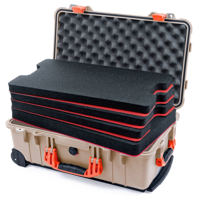 Pelican 1510 Case - Desert Tan & Orange - DIY Tool Foam Kit / Convolute Lid Foam